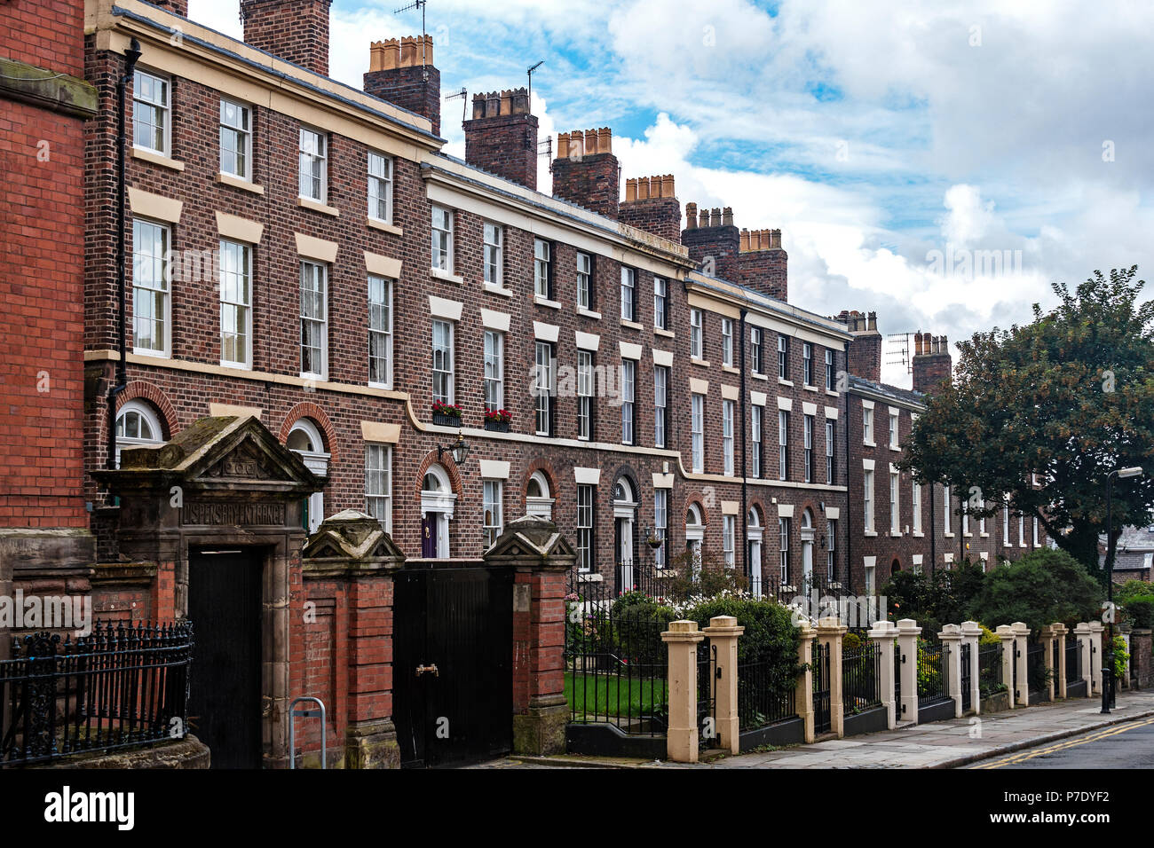 Maisons dans le quartier géorgien historique, Liverpool, Merseyside, Angleterre, Grande-Bretagne, Royaume-Uni. Banque D'Images