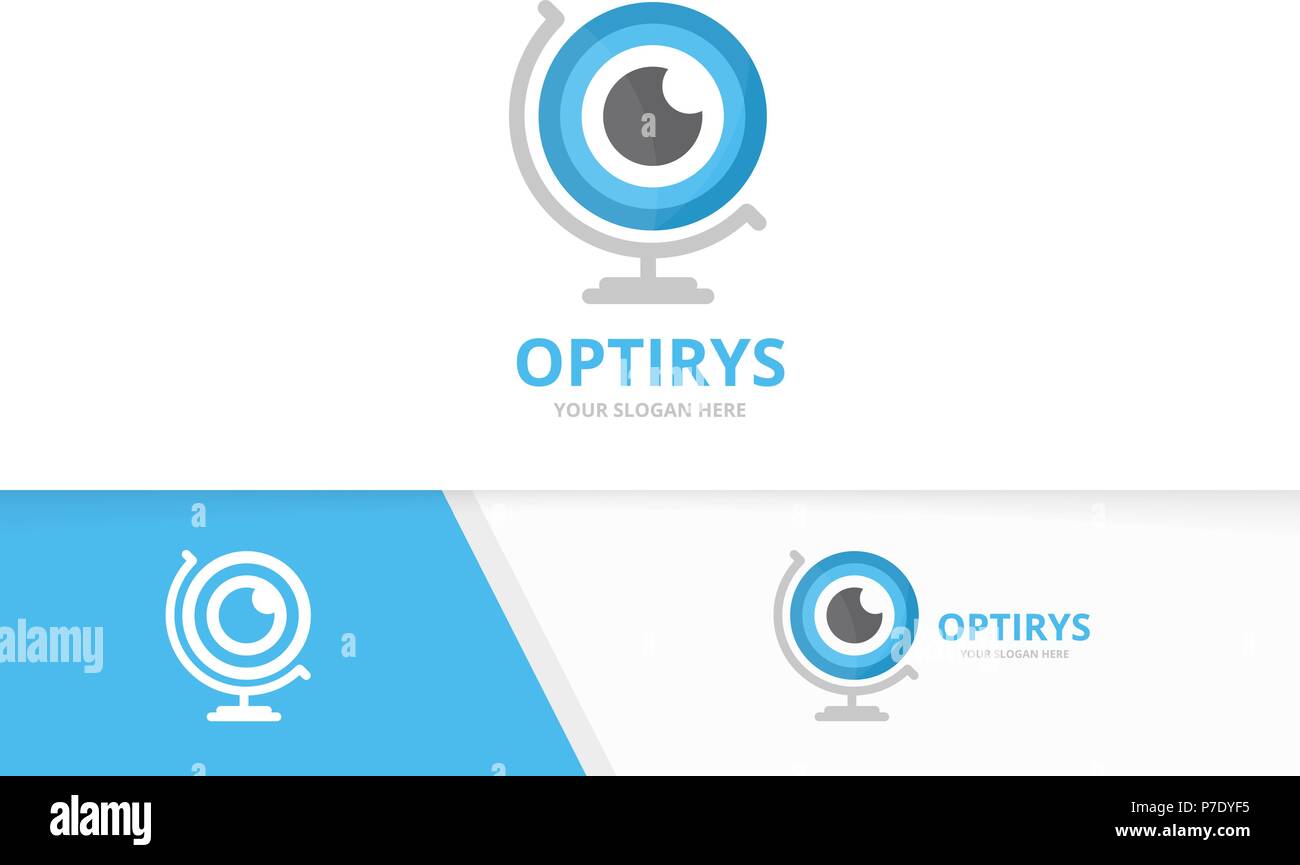 Vector eye et logo globe combinaison. Optique et planète Symbole ou