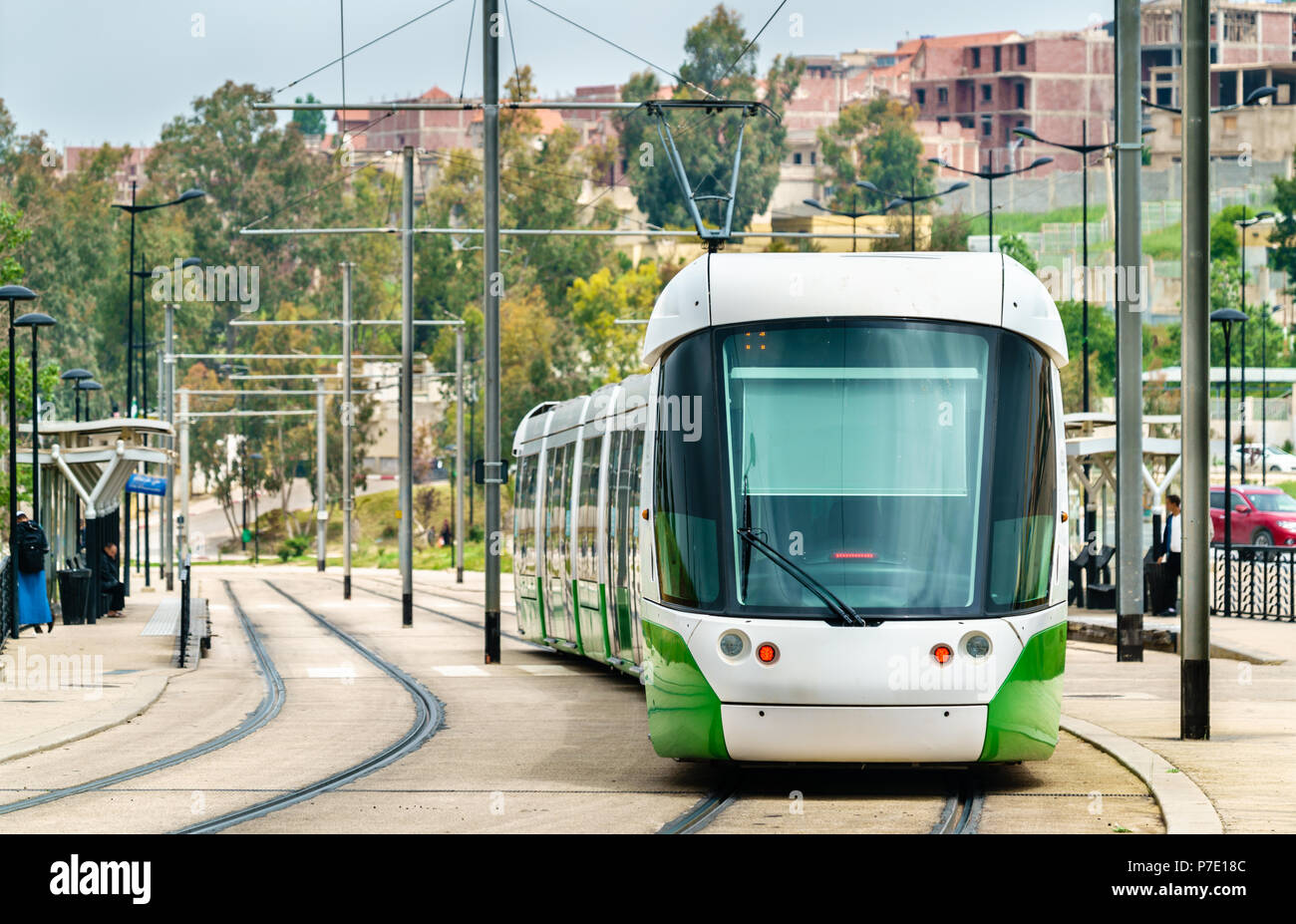 Le tramway de la ville de Constantine, Algérie Banque D'Images