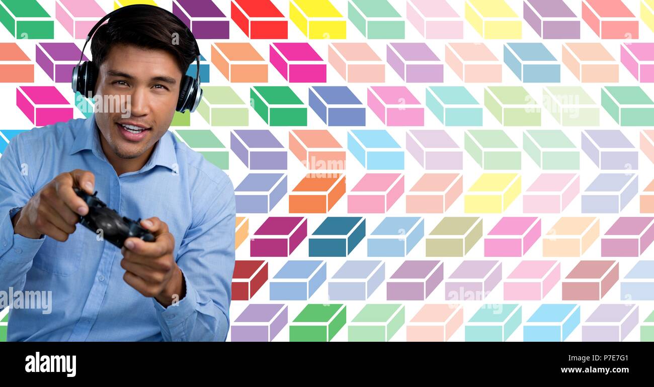 Jeu de l'homme avec motif géométrique colorée Banque D'Images