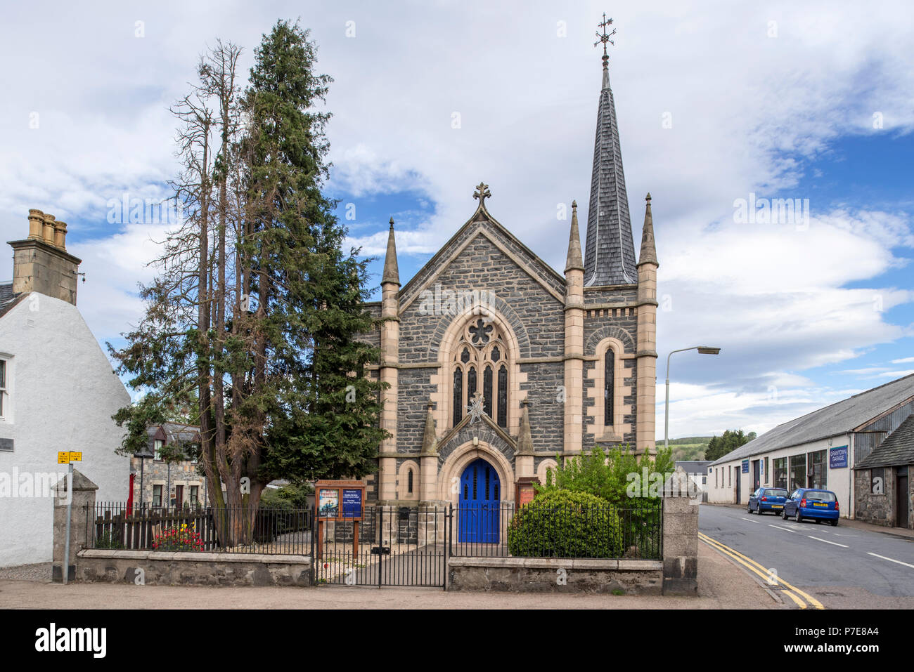Église baptiste dans le village Grantown-on-Spey, Moray, Highland, Scotland, UK Banque D'Images