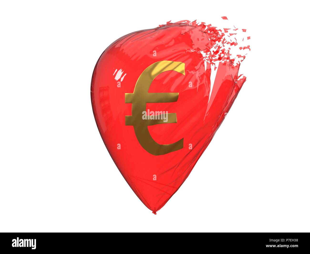 L'explosion de ballon de l'euro. 3d illustration Banque D'Images