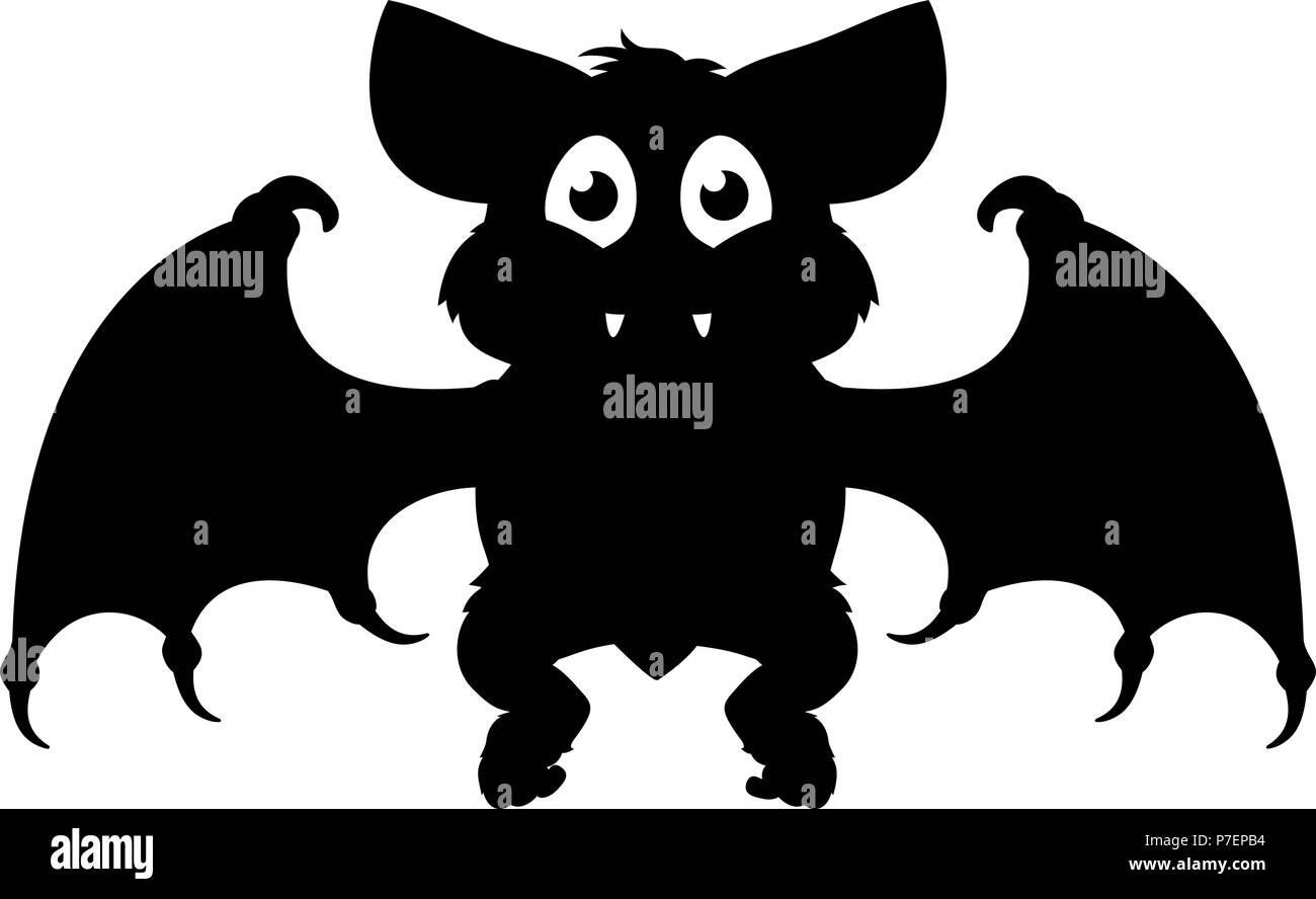 Cartoon Halloween Bat Silhouette Illustration de Vecteur