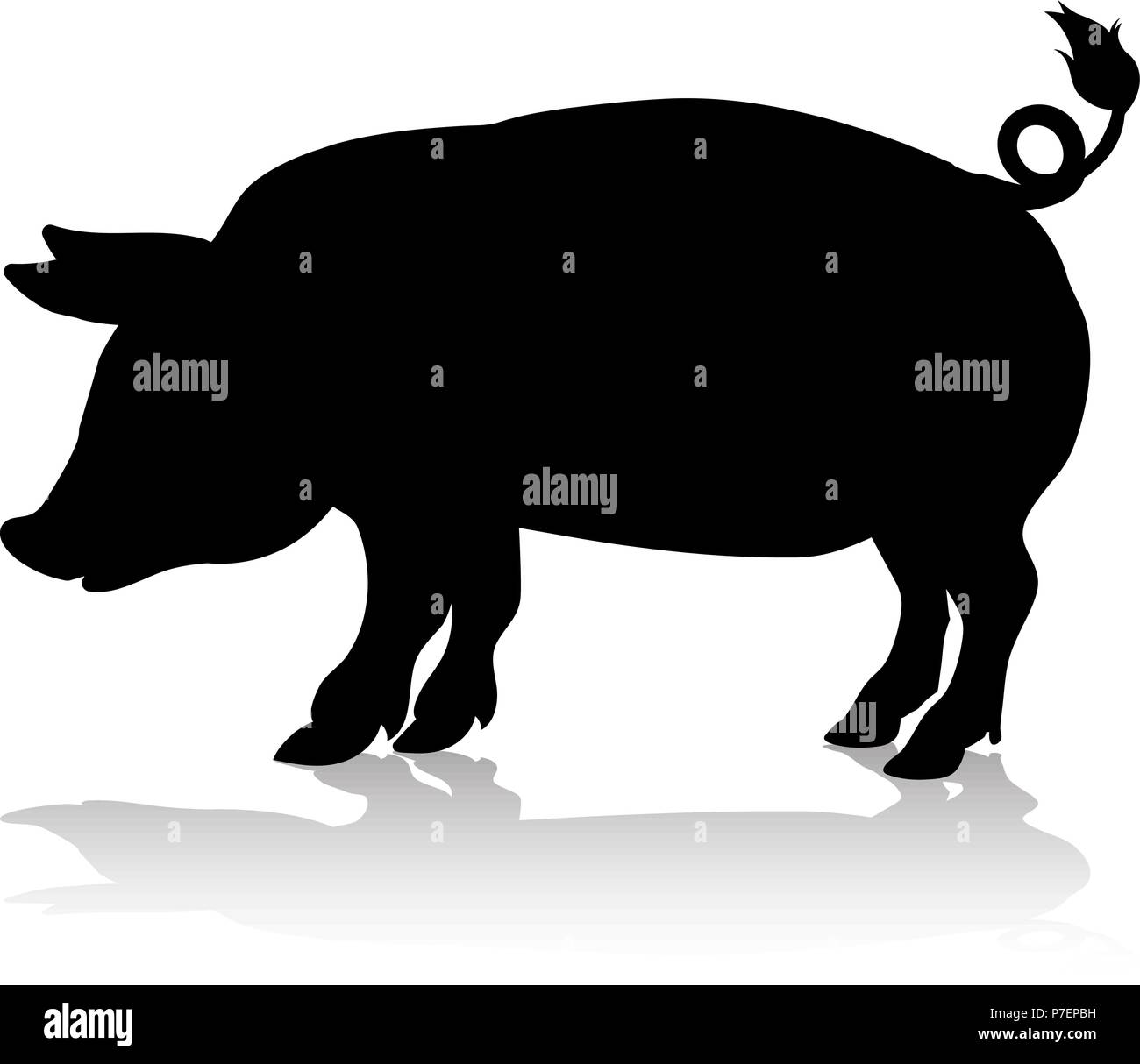 Silhouette d'animaux de ferme porcine Illustration de Vecteur