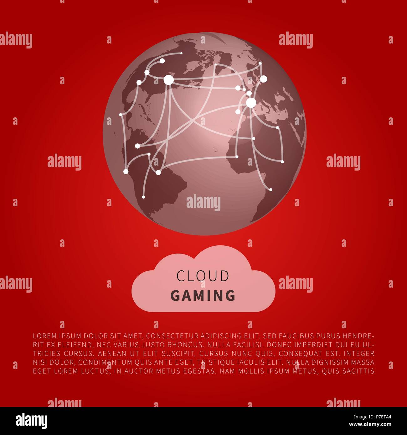 Cloud Gaming Design avec carte du monde connexions - Connexions réseau numérique, technologie Historique Illustration de Vecteur