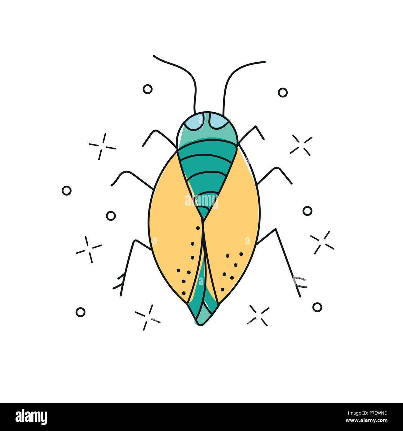 Beetle hand drawn doodle insectes vecteur icône beetle croquis illustration pour imprimer Illustration de Vecteur