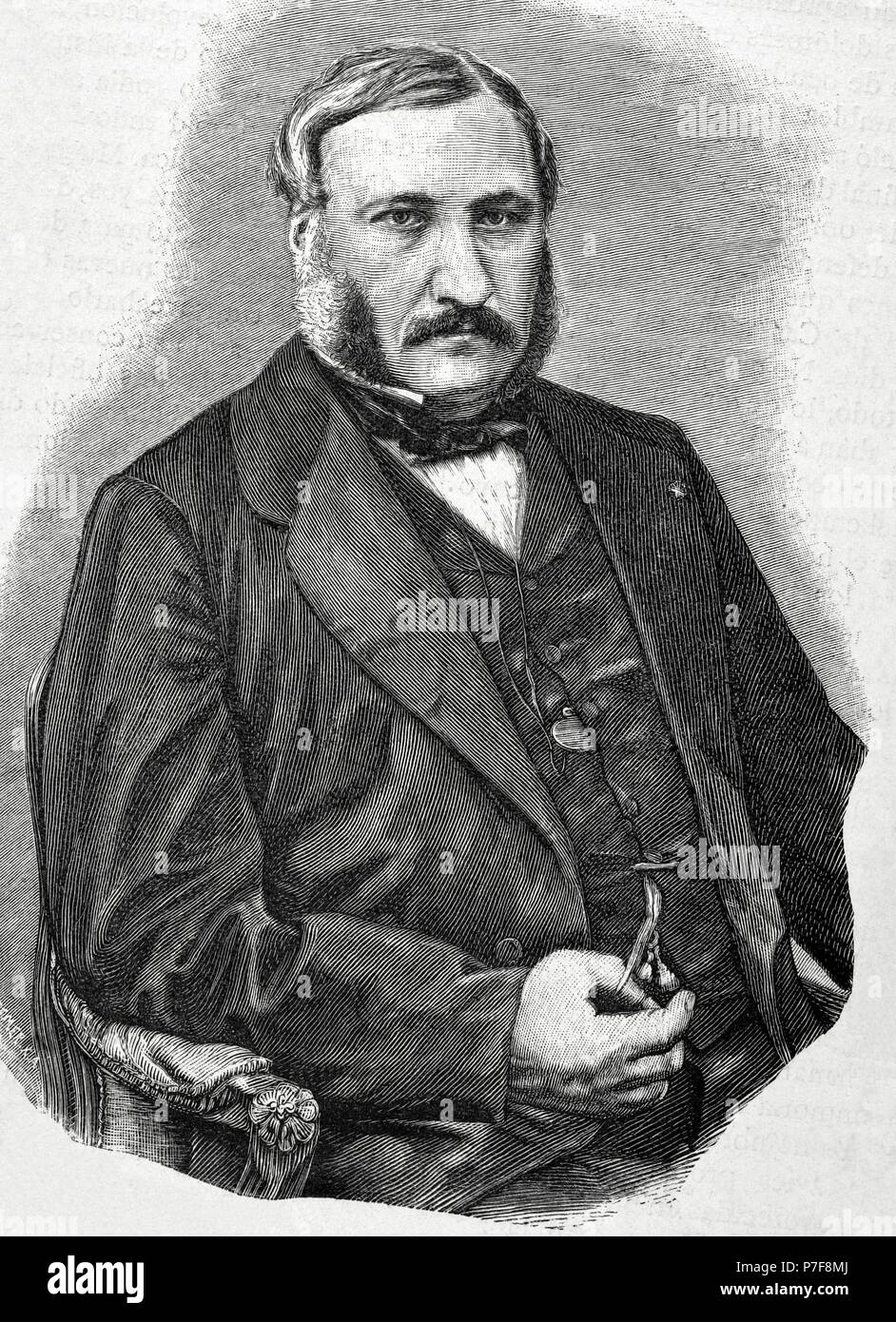 Adolphe de Forcade La Roquette (1820-1874). Avocat et homme politique français. Portrait. Gravure de R. Cremer. Historia 'universel', 1885. Banque D'Images