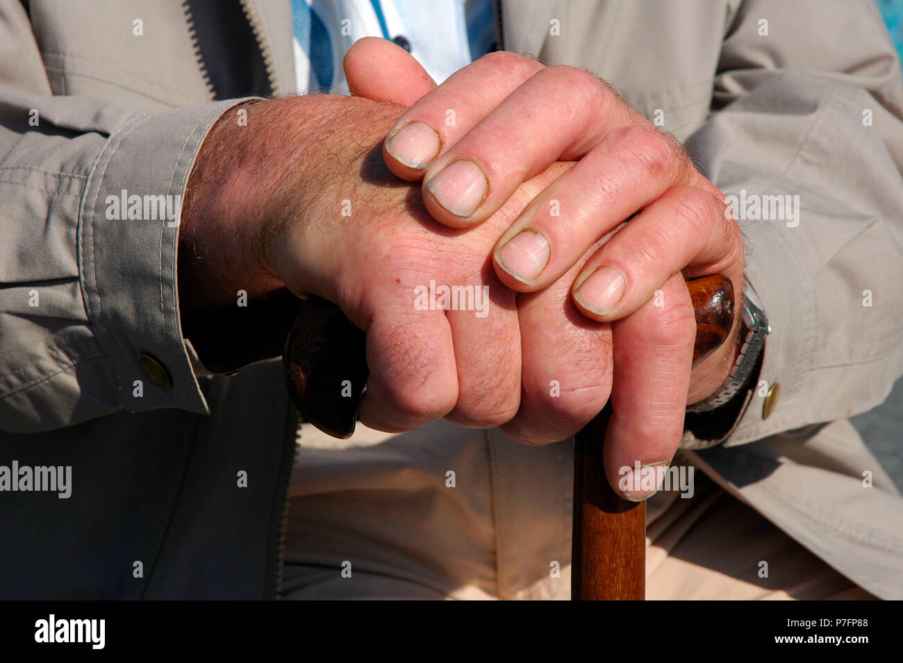 Mains d'un vieil homme, Berlin, Allemagne Banque D'Images