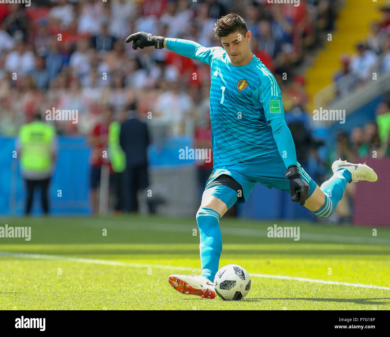 23 juin 2018, Stade Spartak Moscou, Russie) ; Coupe du Monde de Football FIFA, Groupe G, la Belgique et la Tunisie ; Thibaut Courtois Banque D'Images