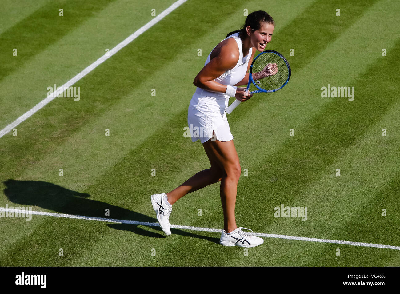 Londres, Royaume-Uni, le 6 juillet 2018 : Pour la première fois de sa carrière joueur de tennis allemande Julia Goerges a atteint la ronde de 16 ans à la Tennis de Wimbledon 2018 au All England Lawn Tennis et croquet Club à Londres. Crédit : Frank Molter/Alamy live news Banque D'Images