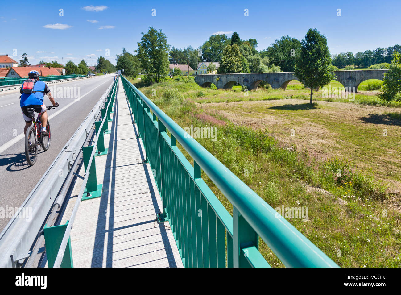 Plus zděný Kamenný z 1781 roku, Lužnice řeka, Stará Hlína,:Čechy, Česká republika / pont en arc de pierre sur la rivière Luznice, Stara Hlina, l'arrière-boutique du Sud Banque D'Images