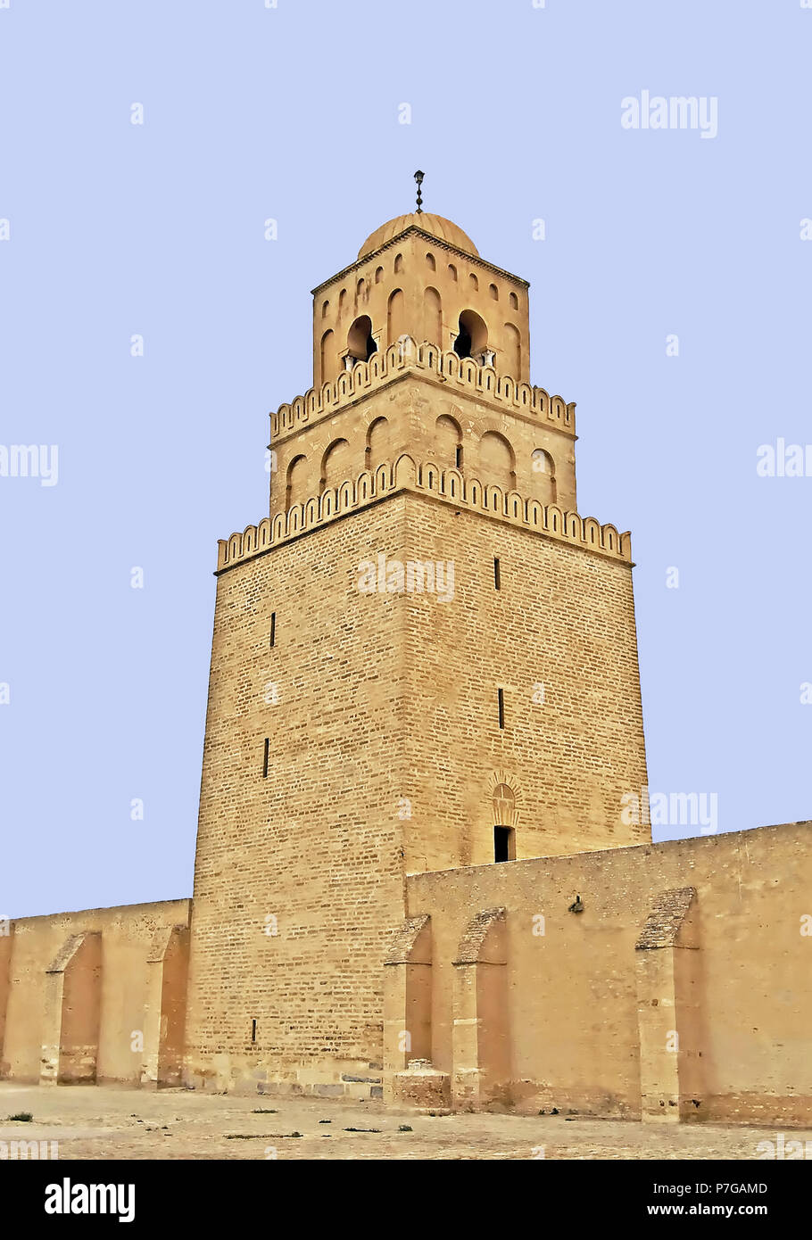 Minaret de la mosquée de Kairouan, Tunisie, Uqba Banque D'Images