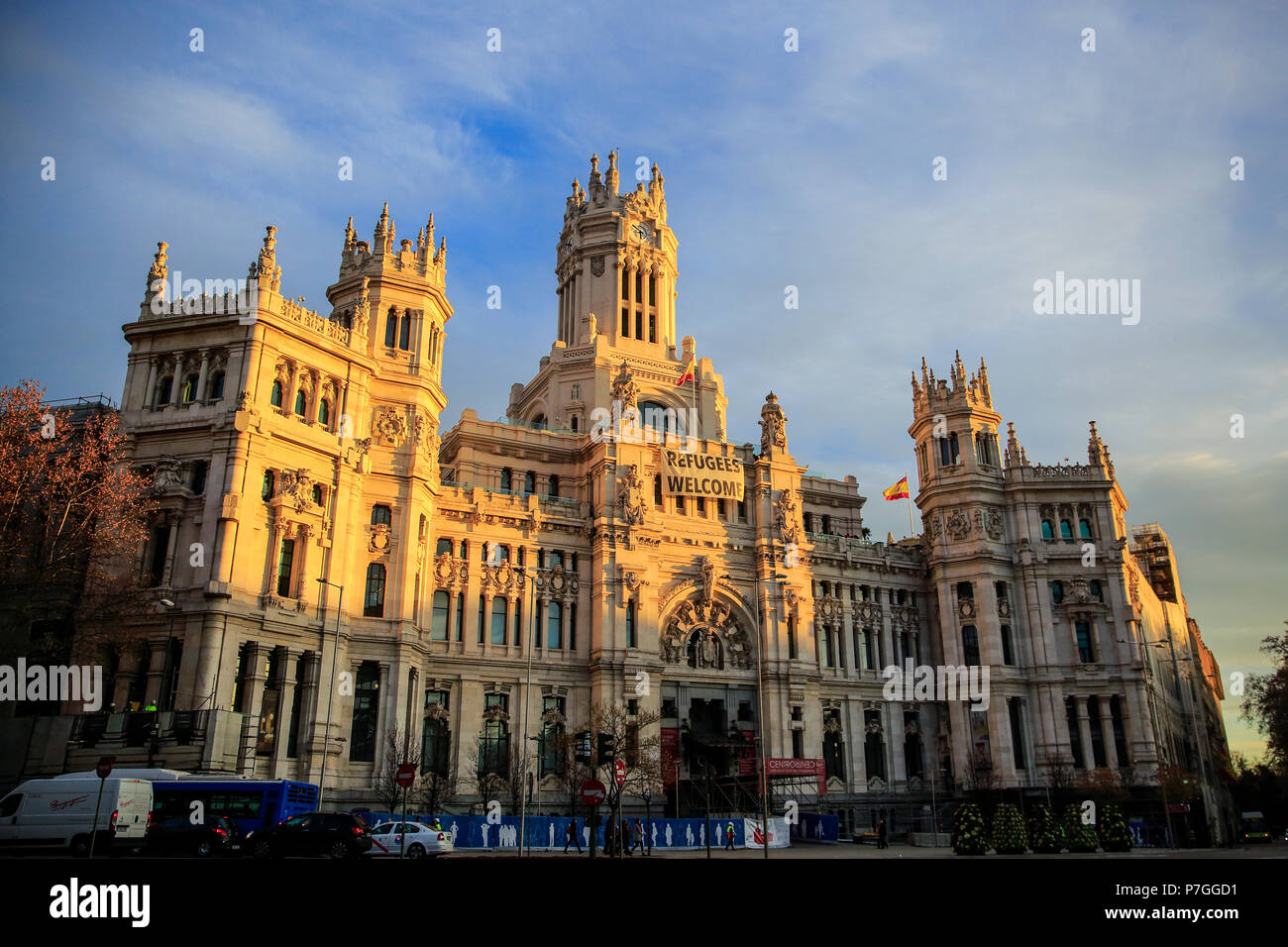 Palais des communications (hôtel de ville) à partir de la Plaza de Cibeles. Madrid, Espagne Banque D'Images
