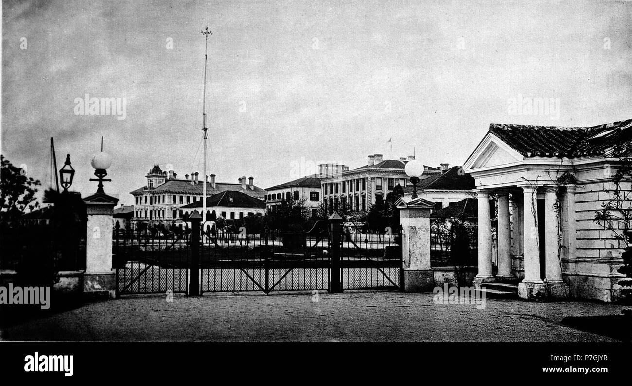 Français : Partie de la Bund de Shanghai en 1872. Photographie de John Thomson. Voir détail sur le lien ci-dessous. Avant 1898 301 PARTIE DE SHANGHAI BUND en 1872 Banque D'Images