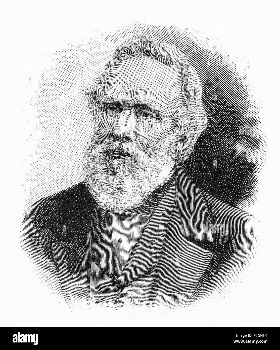 Gravure de George Fife Angas (1789 - 1879) un homme d'affaires anglais et banquier qui, depuis l'Angleterre, a aidé à établir la colonie de l'Australie du Sud. Il a fondé la compagnie de l'Australie du Sud et servi au premier Conseil législatif de l'Australie du Sud. À partir de l'Atlas pittoresque d'Australasie Vol 2, 1886 Banque D'Images