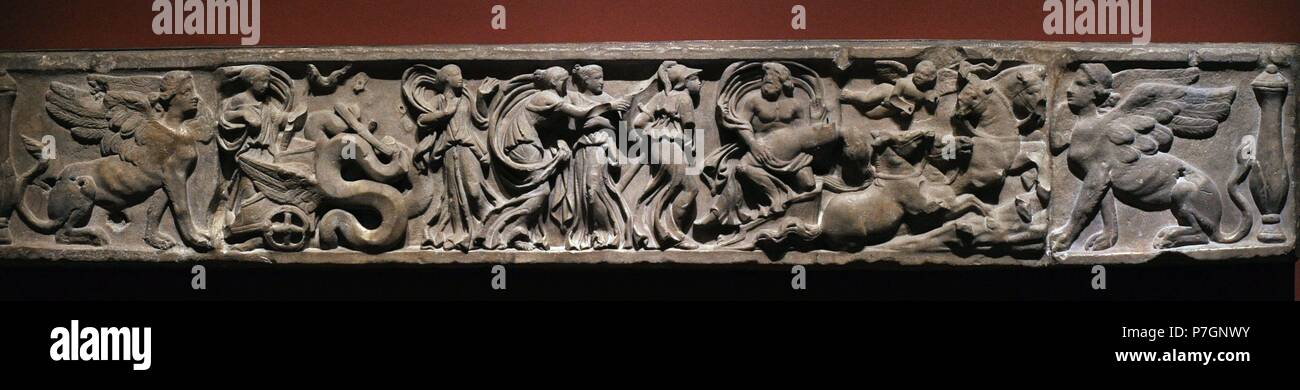 Panneau de sarcophage romain. L'hadès enlevant Perséphone. Troisième trimestre de la 2ème ANNONCE de siècle. En. Le Musée de l'Ermitage. Saint Petersburg. La Russie. Banque D'Images