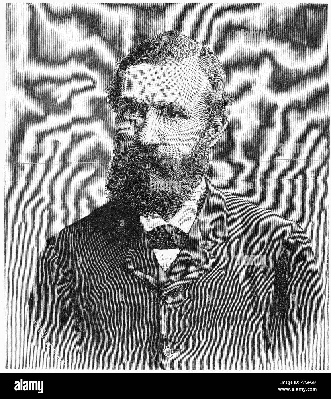 Gravure de Sir Robert Crookshank George Hamilton KCB, (1836 - 1895), Gouverneur et Commandant en chef de la colonie britannique de la Tasmanie. À partir de l'Atlas pittoresque d'Australasie Vol 2, 1886 Banque D'Images