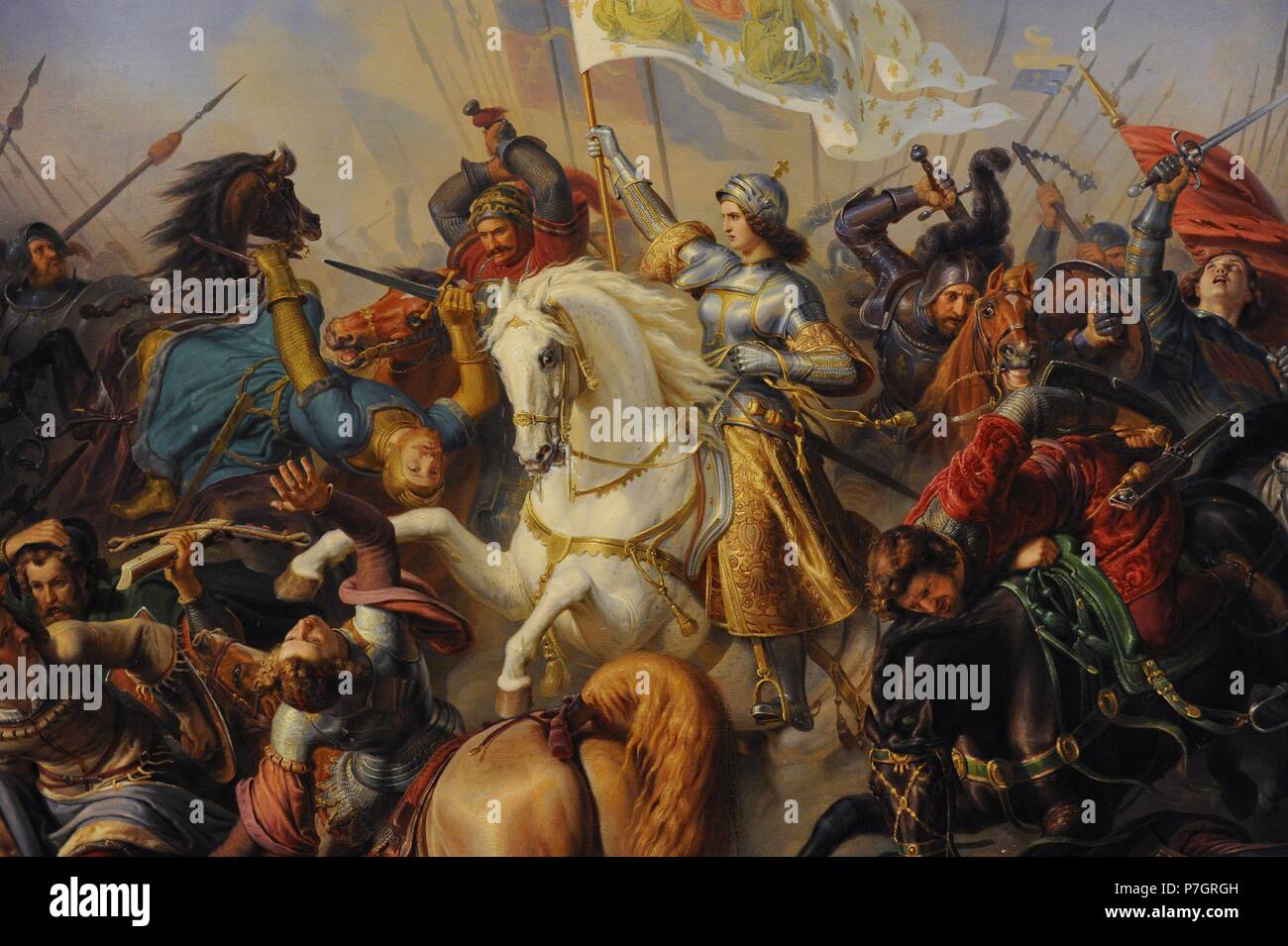 Hermann Anton Stilke (1803-1860). Peintre allemand. Jeanne d'Arc à la bataille (partie centrale de ''La vie de Jeanne d'Arc'') triptyque, 1843. Huile sur toile. Le Musée de l'Ermitage. Saint Petersburg. La Russie. Banque D'Images