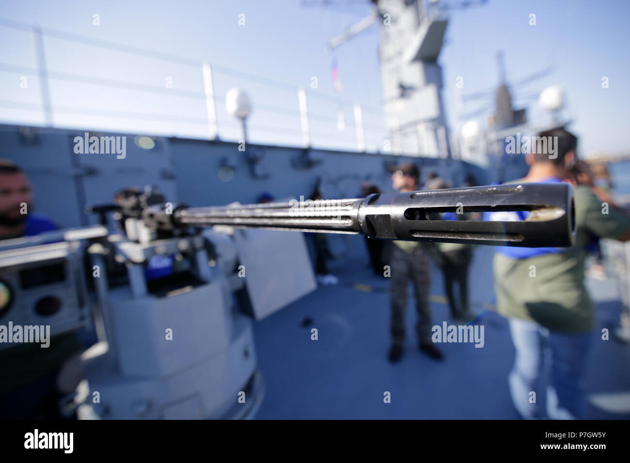 CONSTANTA, Roumanie - 20 juin 2018 : Détails de la canon d'une mitrailleuse de calibre 50 le 20 juin. Banque D'Images
