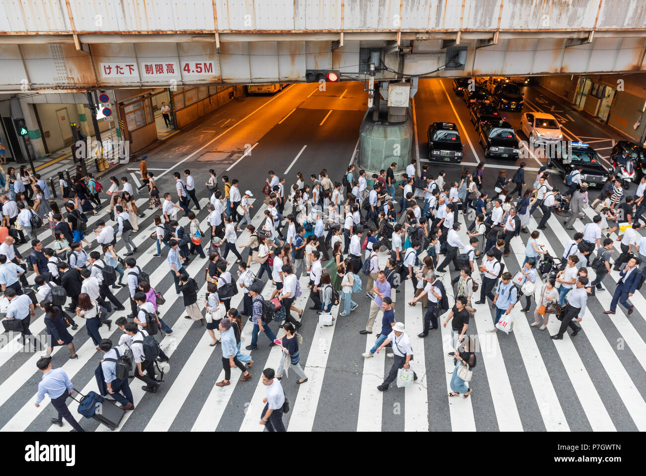 Zebra crossing occupé à Osaka - Japon Banque D'Images
