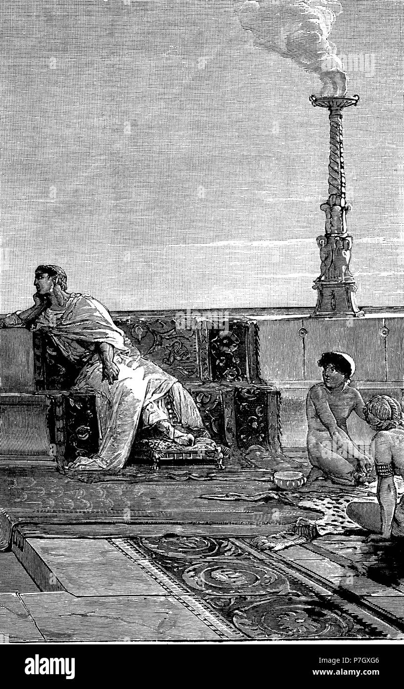 Roma antigua. Tiberius Claudius Nero (42 aC - dC 37), Tiberio, emperador romano, en Capri. Banque D'Images