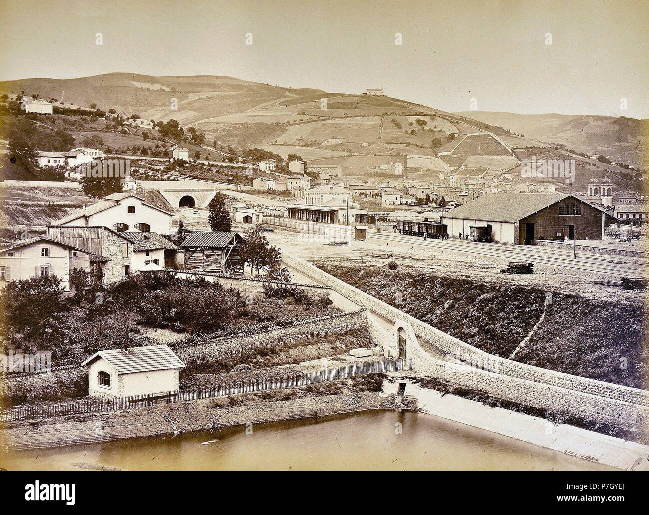 Chemin de fer du Bourbonnais... vue d'ensemble de la Gare de Tarare. Banque D'Images