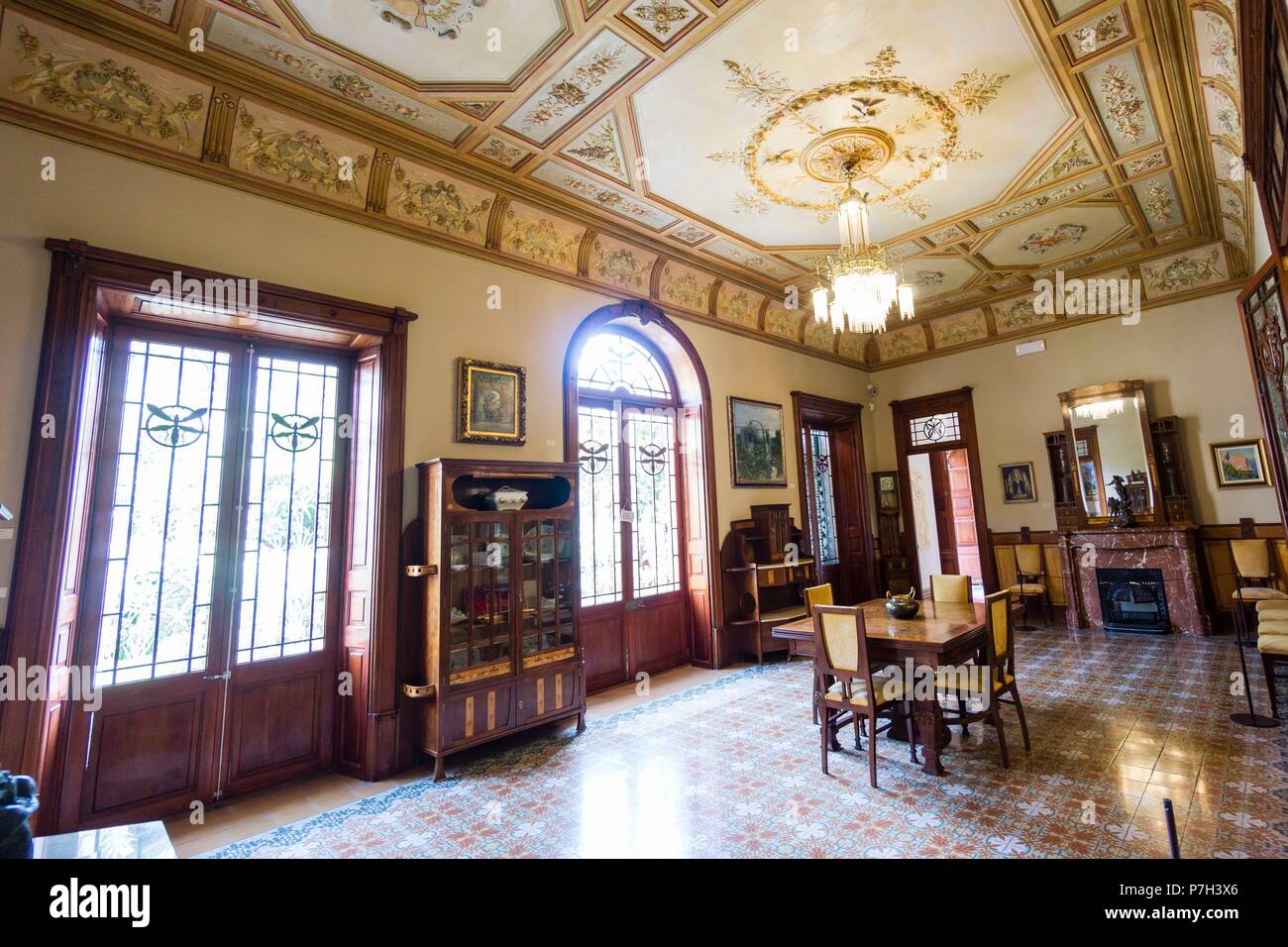 Edificio de estilo modernista de Can Prunera, siglo XX, Soller, Sierra de Tramuntana, à Majorque, îles Baléares, Espagne, Europe. Banque D'Images