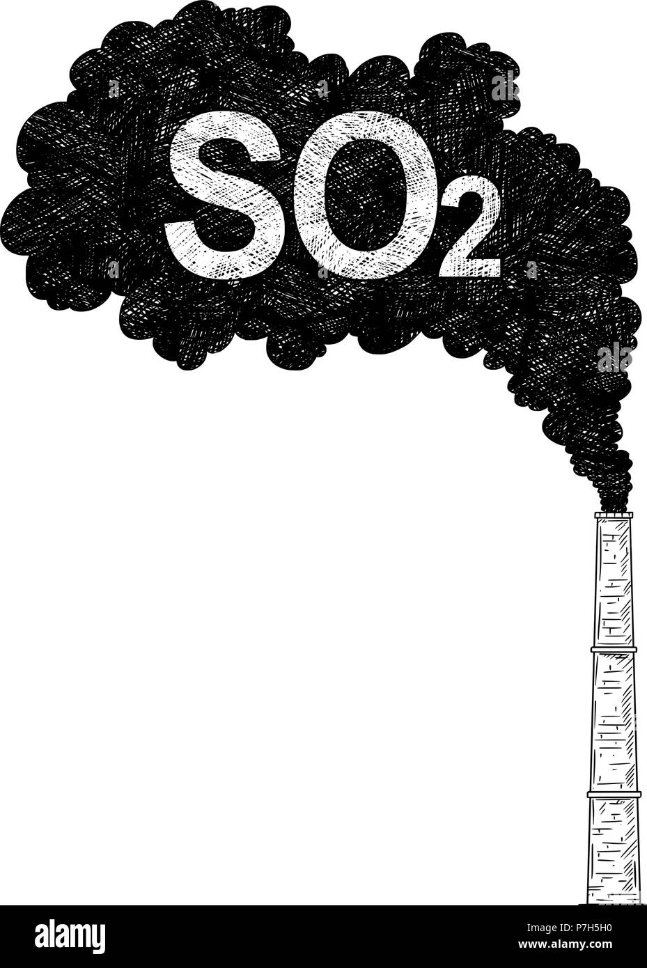 Vector Illustration de Dessin Artistique, cheminées d'usine ou de l'industrie de la pollution de l'air SO2 Illustration de Vecteur