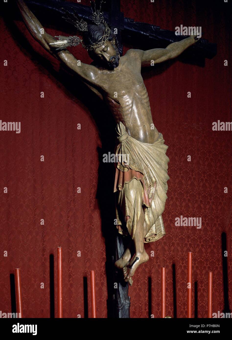 CRISTO DE SAN PEDRO - SIGLO XIV. Emplacement : MARIENKIRCHE, Sanlucar la Mayor, Séville, ESPAGNE. Banque D'Images