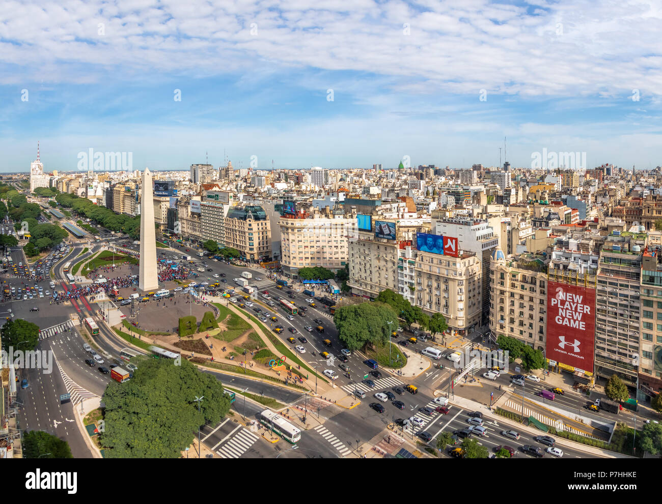 Vue aérienne de Buenos Aires et l'avenue 9 de julio - Buenos Aires, Argentine Banque D'Images