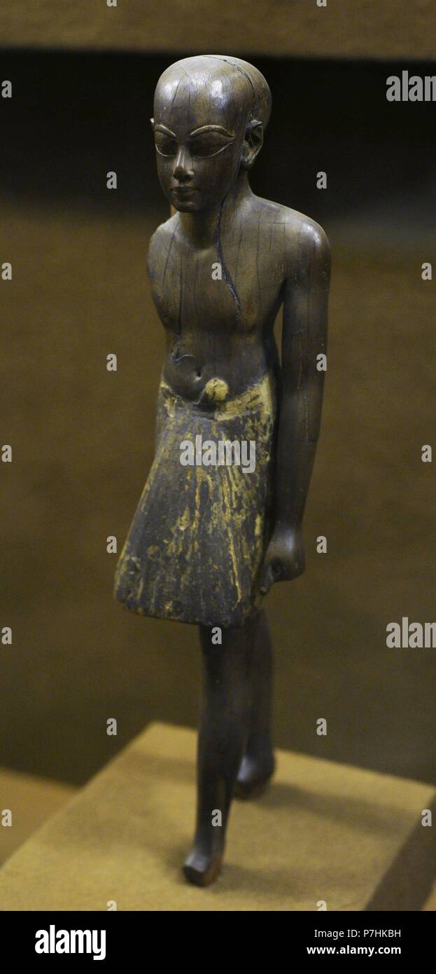 L'Egypte ancienne. Statuette en bois d'un païen. 14e siècle av. Nouveau Royaume. 18ème dynastie. Le Musée de l'Ermitage. Saint Petersburg. La Russie. Banque D'Images