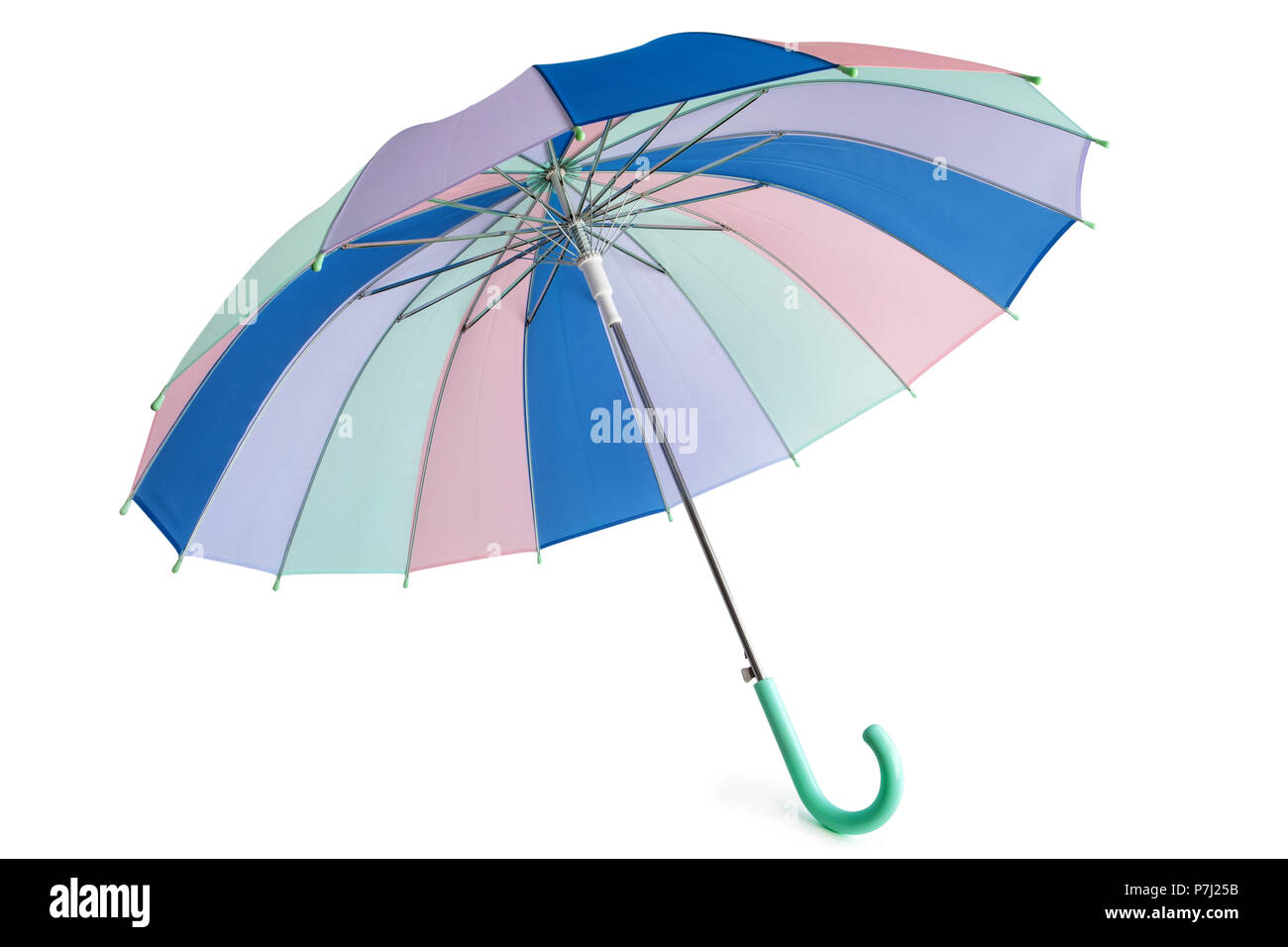 Parapluie de couleur pastel isolé sur fond blanc. Banque D'Images