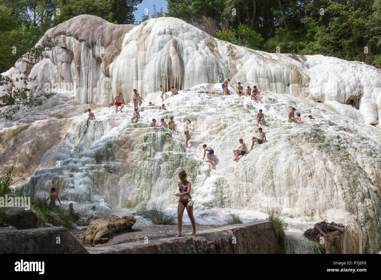 Connue depuis l'étrusques et romains, le Bagni San Filippo (Castiglione d'Orcia - Toscane - Italie) sont un petit thermique hot springs, Banque D'Images