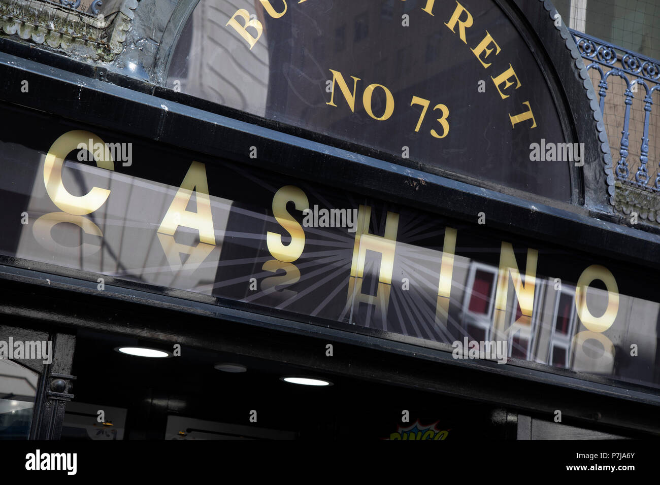 Signe pour le Gambling Casino marque à Birmingham, Royaume-Uni. Banque D'Images