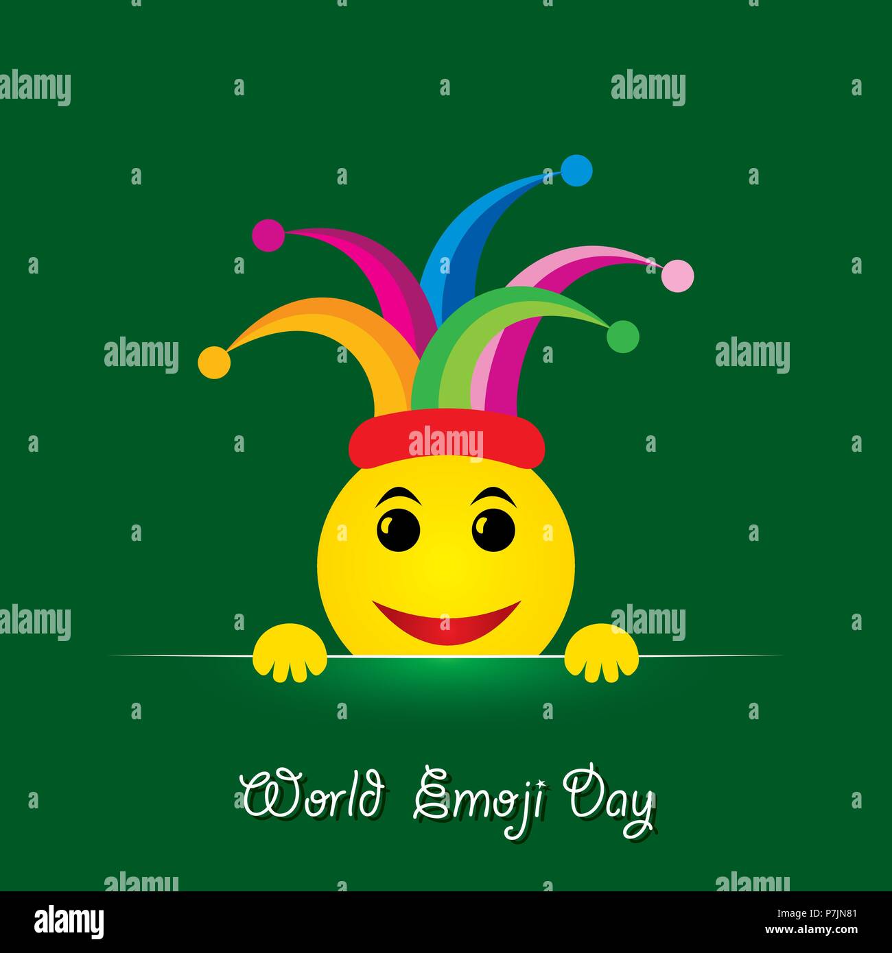 Carte de souhaits jour emoji monde modèle design avec différents sentiments Illustration de Vecteur