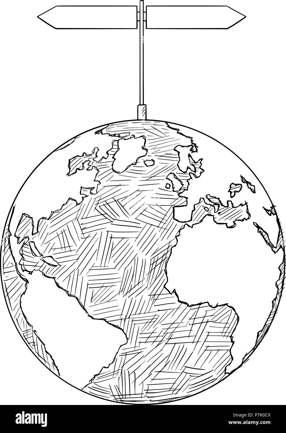 Dessin Artistique vecteur Illustration de World Globe avec deux signes de flèche Illustration de Vecteur