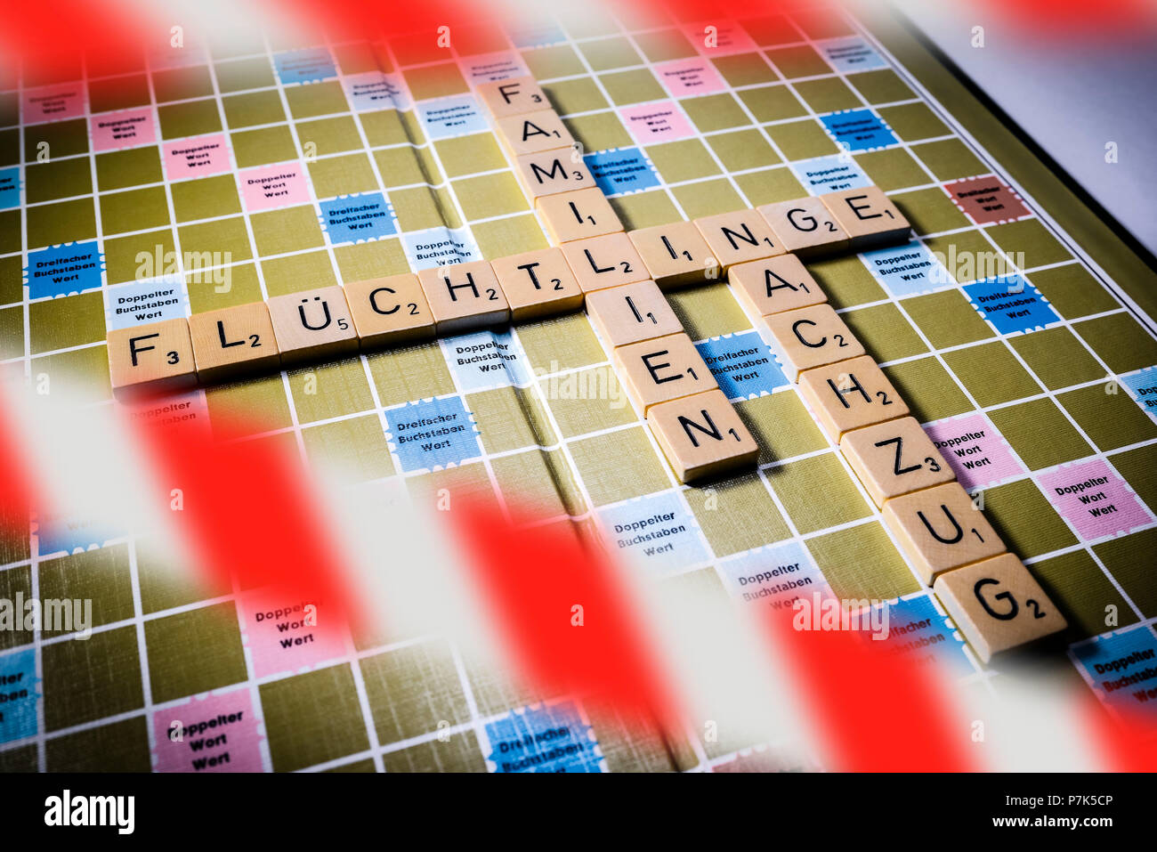 Forme des lettres les mots 'Flüchtlinge 1933-1945', 'Familien' und 'Nachzug', symbole photo pour réunion de famille Banque D'Images