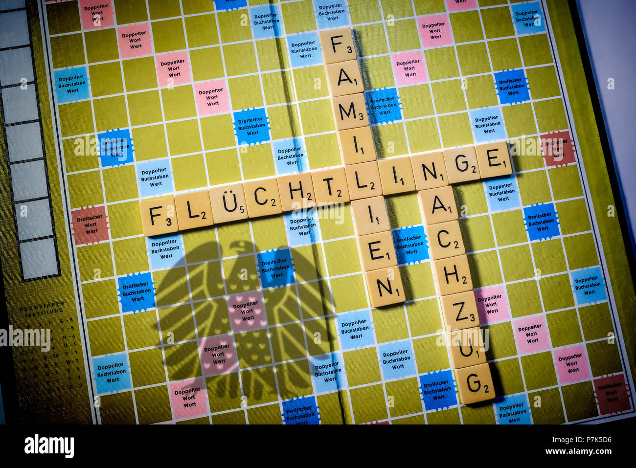 Forme des lettres les mots 'Flüchtlinge 1933-1945', 'Familien' und 'Nachzug', symbole photo pour réunion de famille Banque D'Images