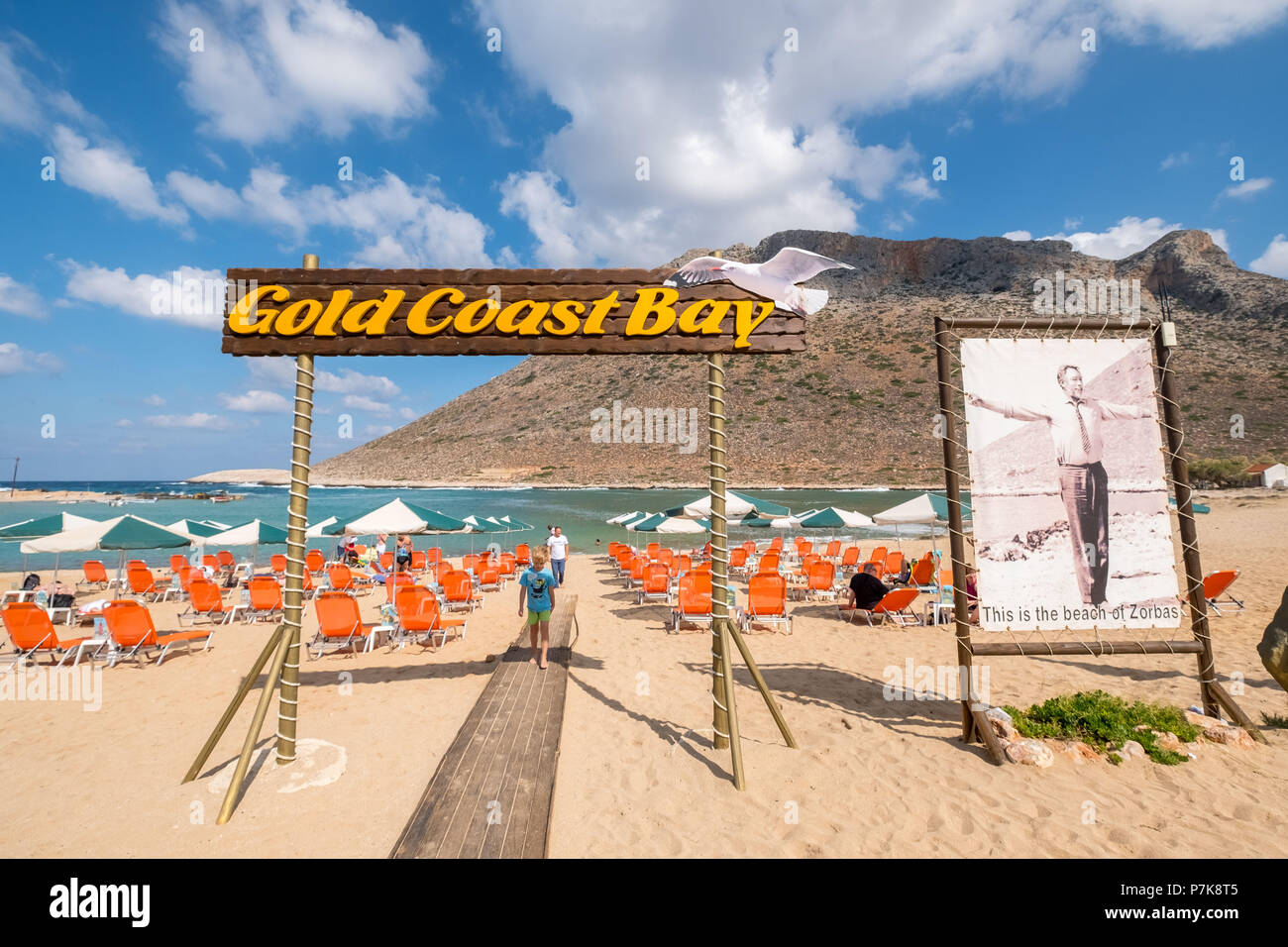 Stavros, Gold Coaster Bay, Zorbas Beach, décor de cinéma pour le film Alexis Zorbas, péninsule d'Akrotiri, plage de rêve, Chania, Crète, Grèce, Europe, Grèce Banque D'Images