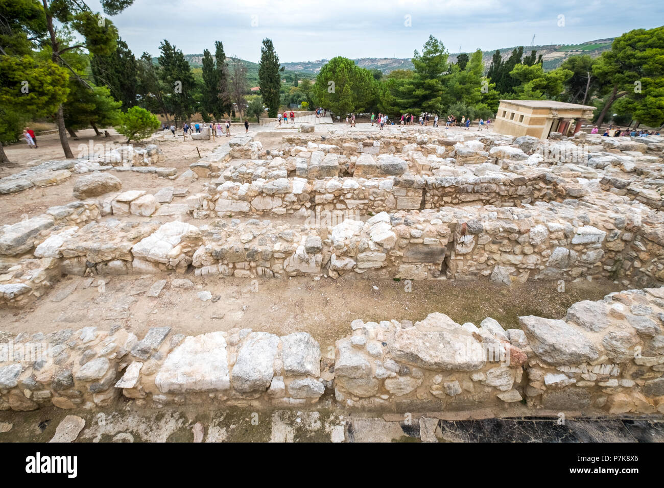 Parties du complexe du temple Minoen de Knossos, le palais de Knossos, ville antique de Knossos, Héraklion, Knossos, Crète, Grèce, Europe Banque D'Images