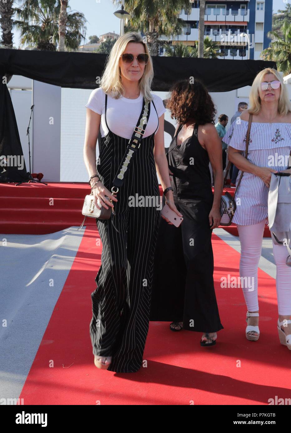 Malaga, Espagne. 6e juillet 2018. La novia de Antonio Banderas,Nicole  Kimpel asistiÃ³ en un escenario con y naturel la moda como protagonista  principal, la J'ediciÃ³n de la Pasarela 'MÃ¡celebrÃ³ laga Summer' se