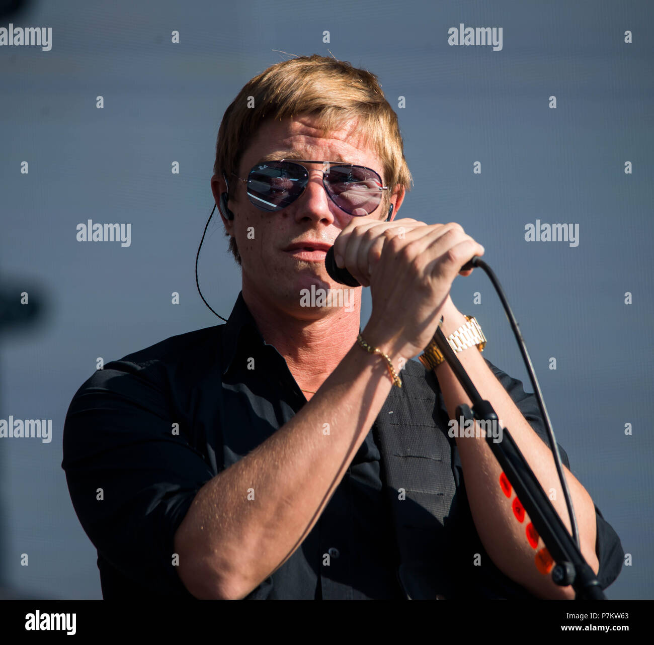 Hyde Park, Londres, Royaume-Uni. 7 juillet 2018. Paul Banks d'Interpol effectue le jour 2 de l'heure d'été britannique Barclaycard présente dans Hyde Park. Michael Tubi/Alamy Live News Banque D'Images