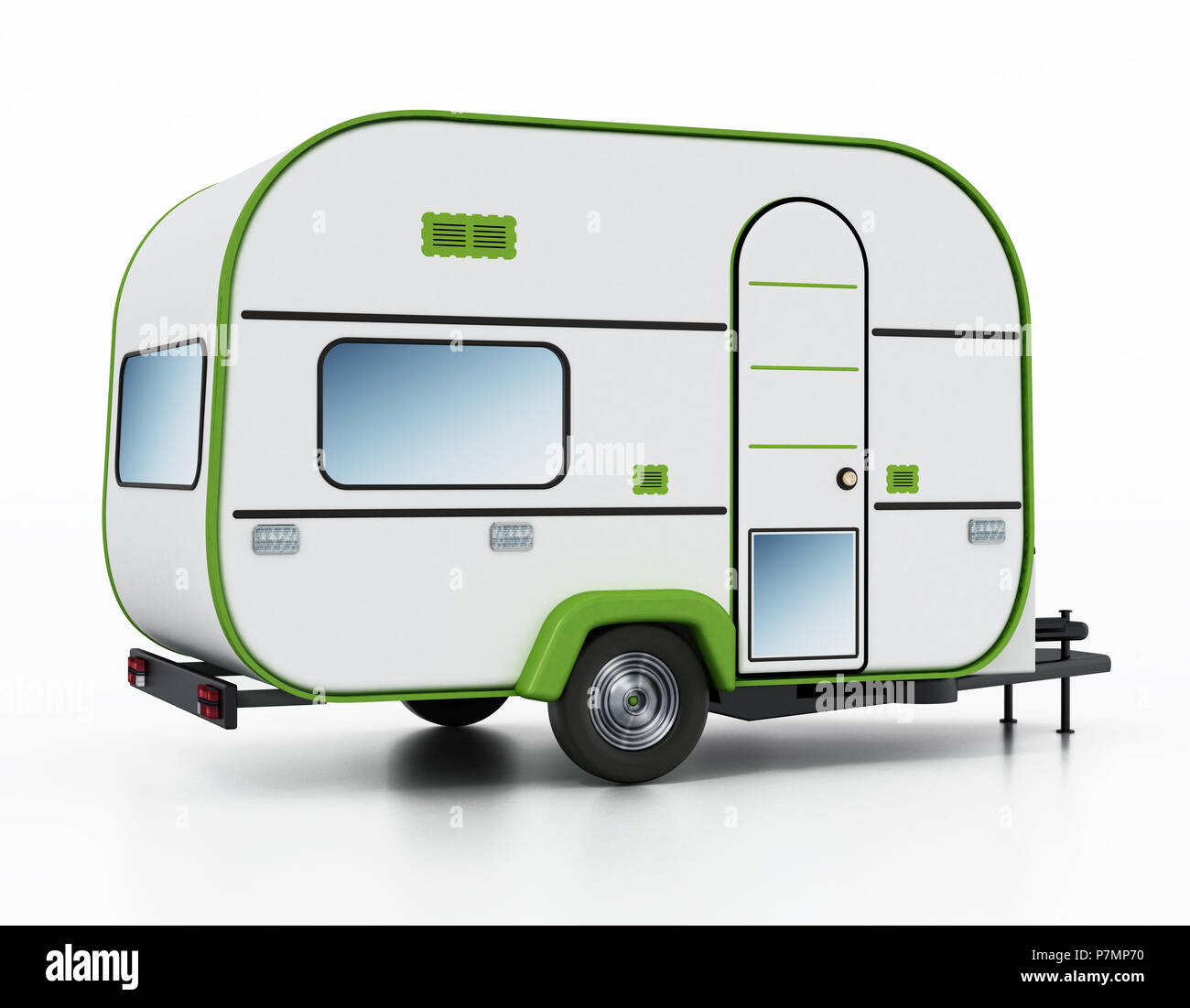 Caravan isolé sur fond blanc. 3D illustration. Banque D'Images