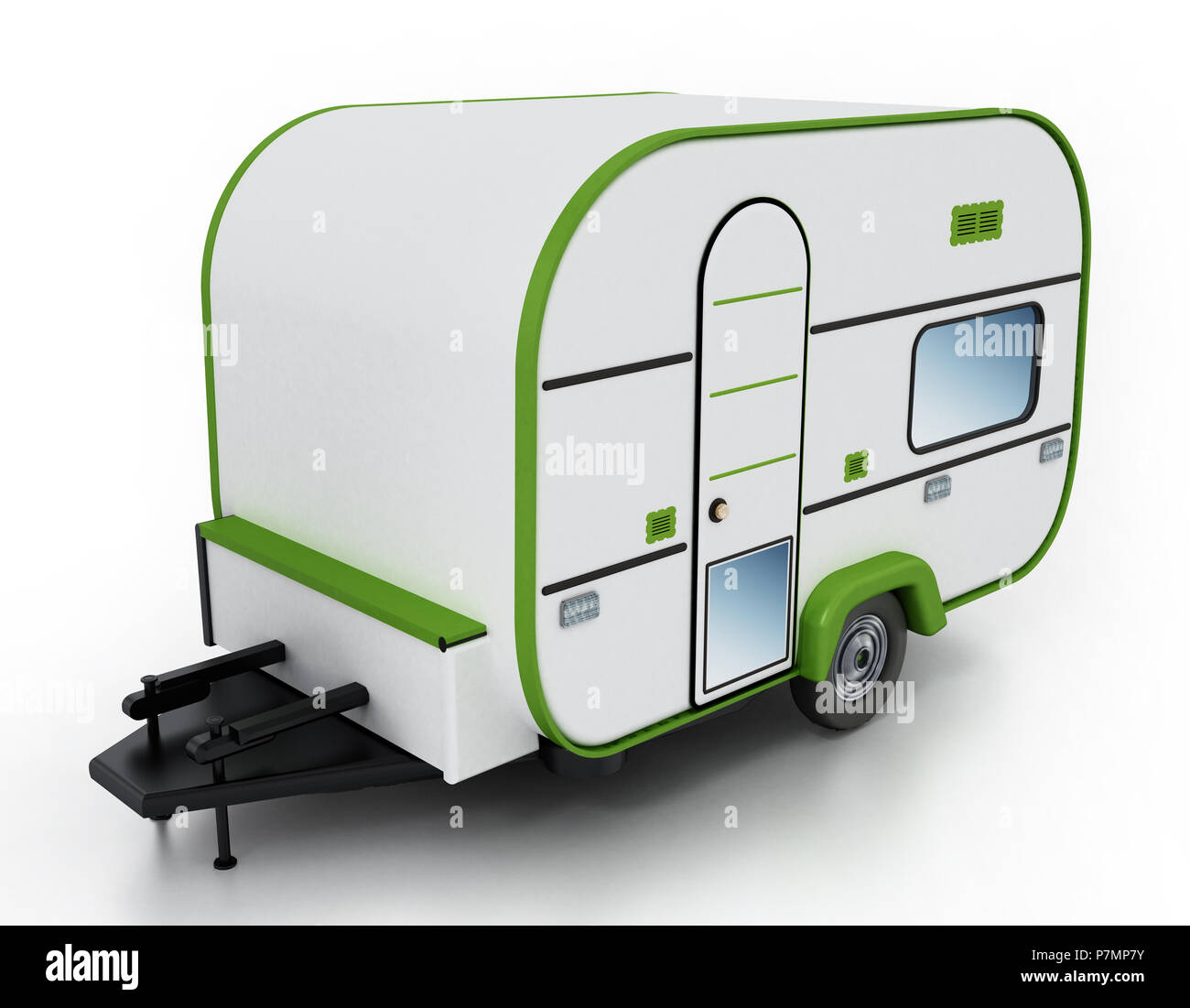 Caravan isolé sur fond blanc. 3D illustration. Banque D'Images