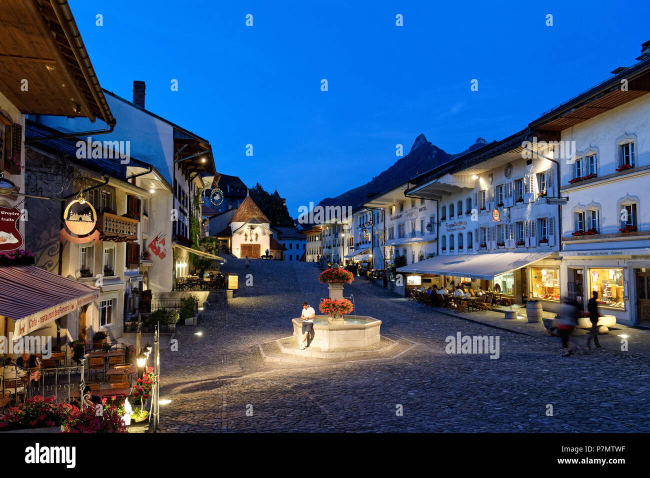 La Suisse, Canton de Fribourg, Gruyères, cité médiévale Banque D'Images