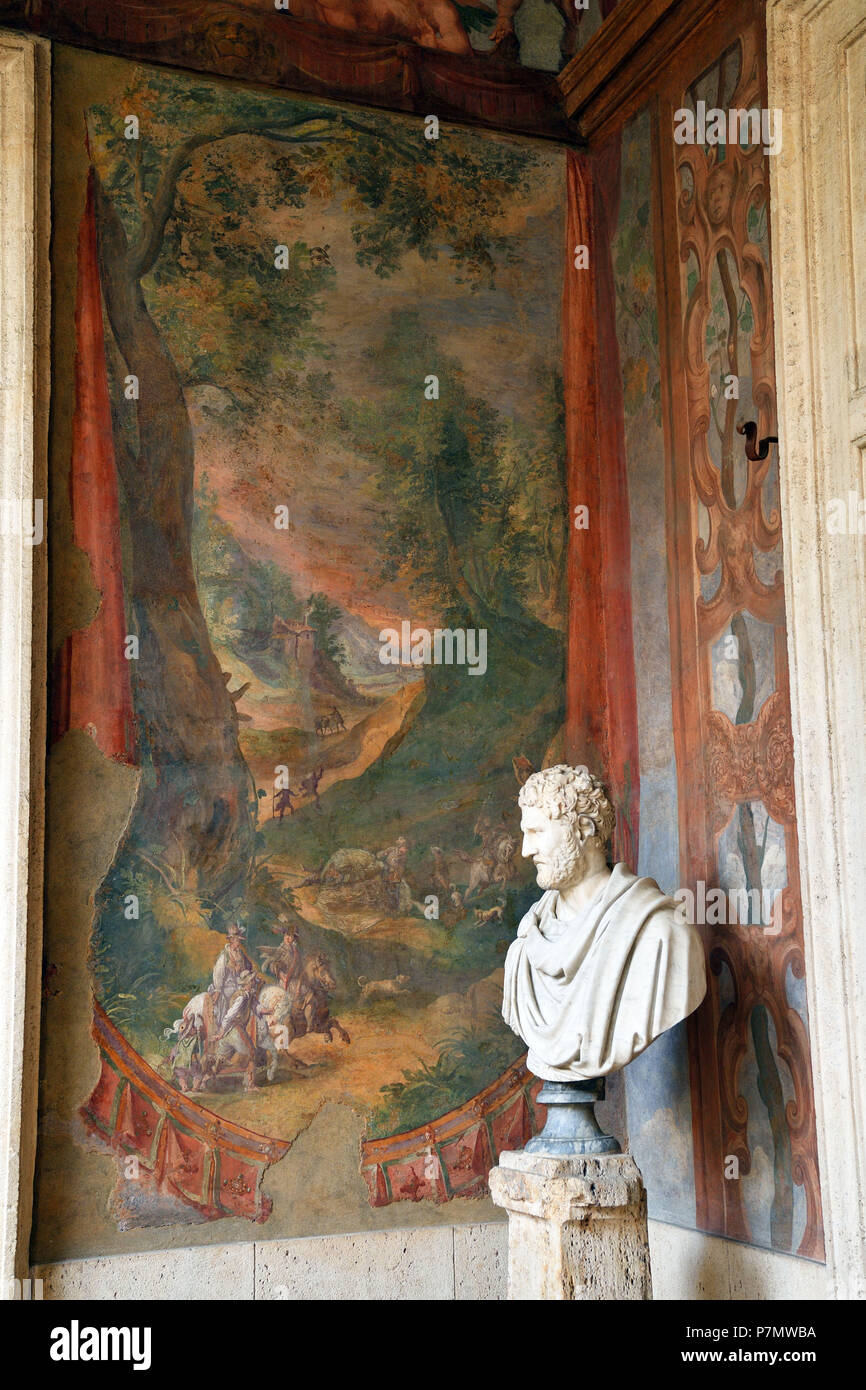 L'Italie, Lazio, Rome, centre historique classé au Patrimoine Mondial par l'UNESCO, la Piazza Navona, le Palazzo Altemps (Musée National Romain), Loggia des Empereurs Banque D'Images