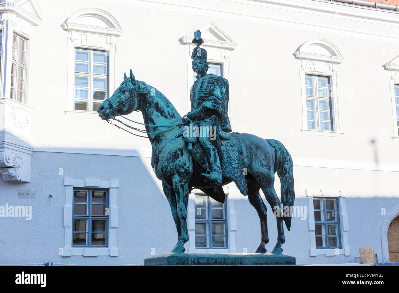 Statue d'Andras Hadik, Château de Buda, à Budapest, Hongrie Banque D'Images