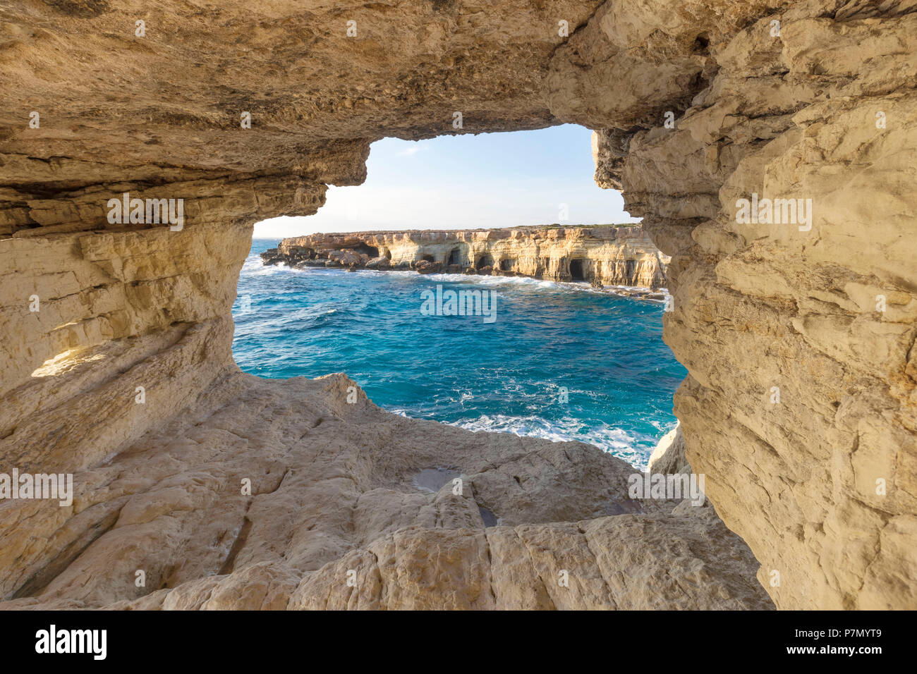 Chypre, Ayia Napa, la mer des grottes à Cape Greco Banque D'Images