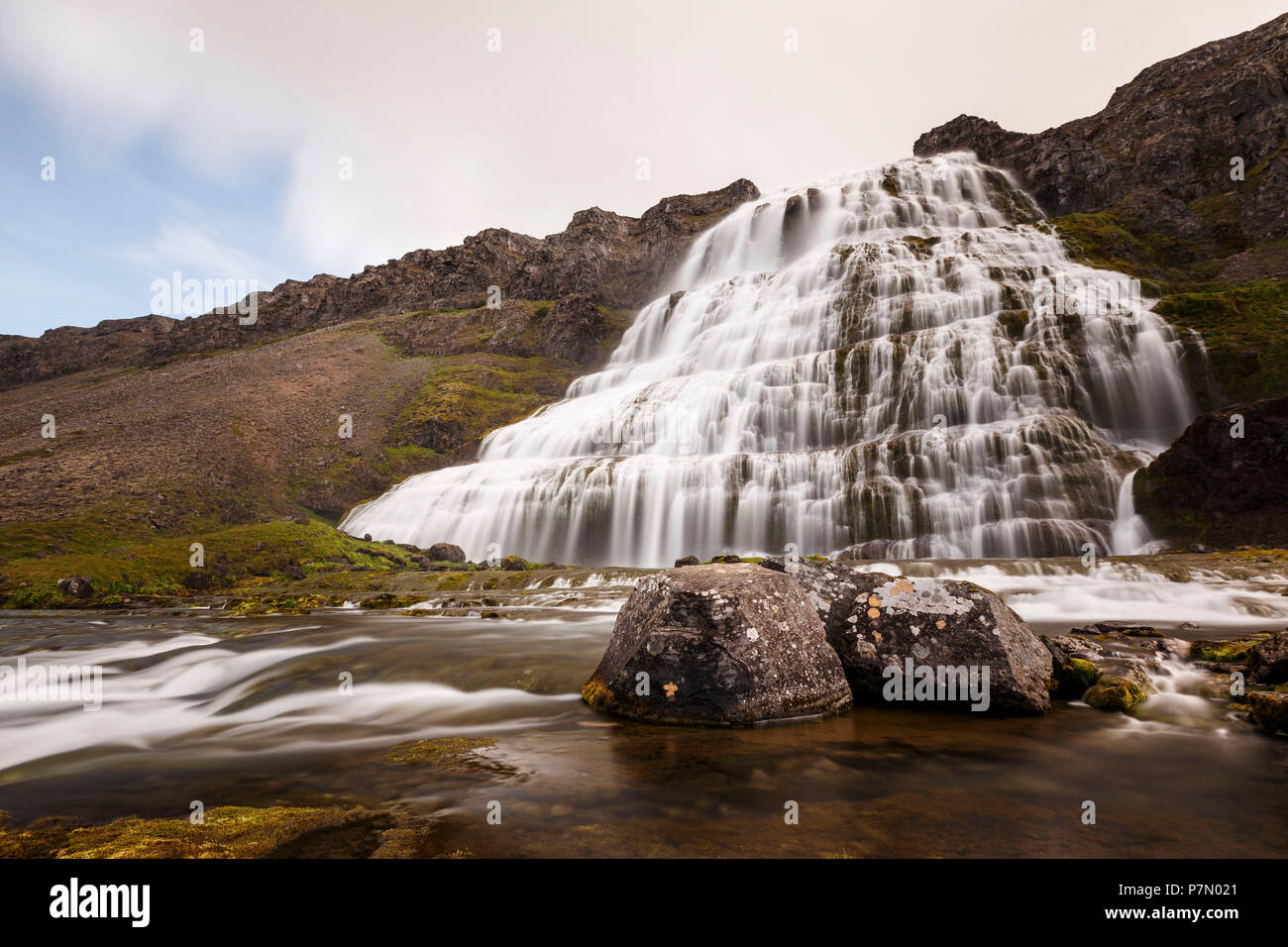 Cascade Dynjandi, Fjords de l'Ouest, dans l'ouest de l'Islande, Europe Banque D'Images