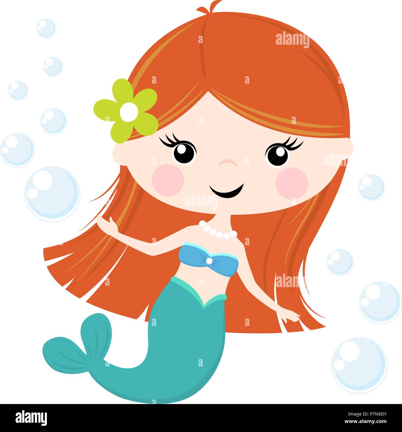 Cute Little Mermaid Illustration Isole Sur Blanc Design Pour Bebe Fille Et Les Enfants Image Vectorielle Stock Alamy